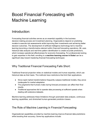 Boost Financial Forecasting with Machine Learning