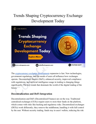 Trends Shaping Cryptocurrency Exchange Development Today