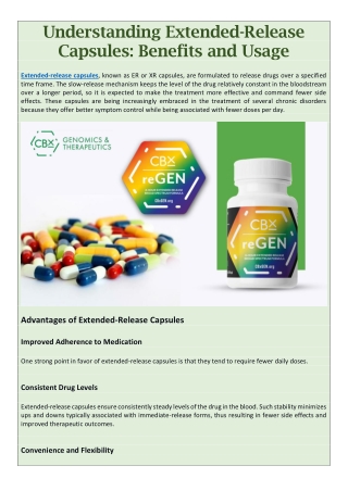 Understanding Extended-Release Capsules: Benefits and Usage