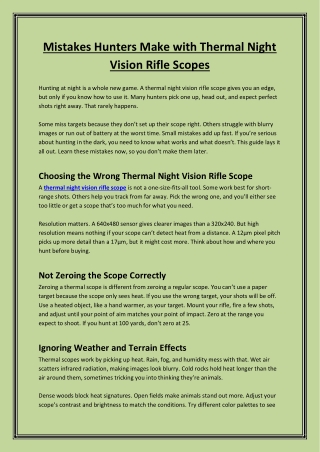 Thermal Night Vision Rifle Scope: Precision Hunting in Any Condition