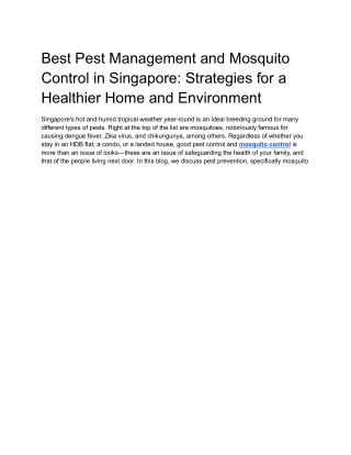 Best Pest Management and Mosquito Control in Singapore_ Strategies for a Healthier Home and Environment