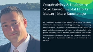 The Link Between Healthcare and Sustainability: Marc Buontempo’s Insights