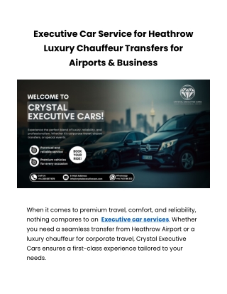 Executive Car Service | Heathrow & London Chauffeurs