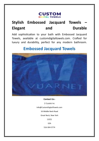 Stylish Embossed Jacquard Towels  Elegant and Durable