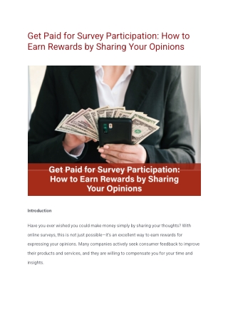 Get Paid for Survey Participation_ How to Earn Rewards by Sharing Your Opinions