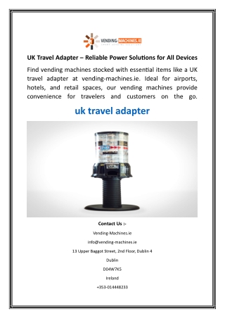 UK Travel Adapter – Reliable Power Solutions for All Devices