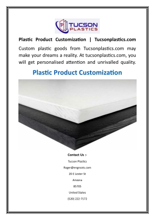 Plastic Product Customization  Tucsonplastics.com