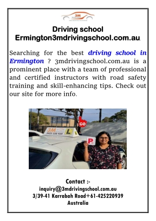 Driving School Ermington _ Best Prices _ Call 0425220939