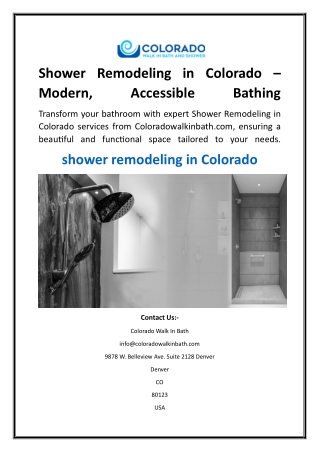 Shower Remodeling in Colorado   Modern, Accessible Bathing