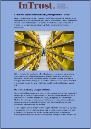 InTrust: The Best Commercial Building Management in Toronto