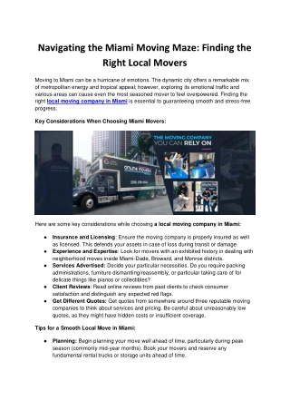 Navigating the Miami Moving Maze Finding the Right Local Movers