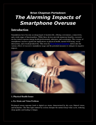 Brian Chapman Portadown Explains About The Alarming Impacts of Smartphone Overuse