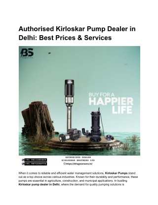 Authorised Kirloskar Pump Dealer in Delhi_ Best Prices & Services
