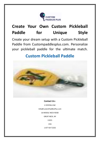 Create Your Own Custom Pickleball Paddle for Unique Style