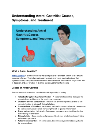 Understanding Antral Gastritis Causes, Symptoms, and Treatment