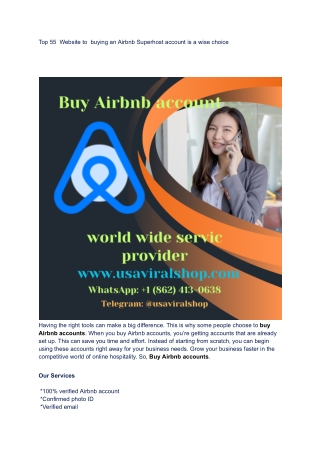 Top 55  Website to  buying an Airbnb Superhost account is a wise choice