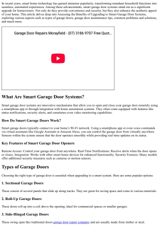 Assessing the Benefits of Upgrading to Smart garage door Systems