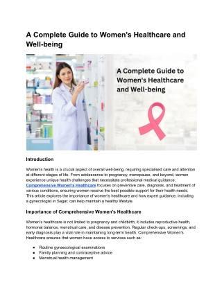 A Complete Guide to Women's Healthcare and Well-being