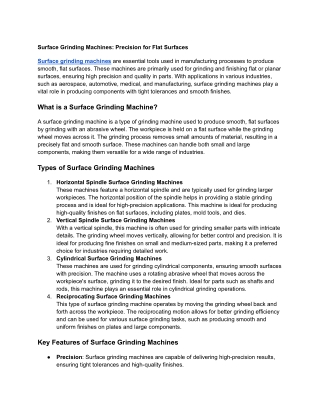 Surface Grinding Machines_ Precision for Flat Surfaces