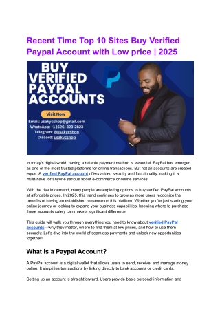 Recent Time Top 10 Sites Buy Verified Paypal Account with Low price _ 2025