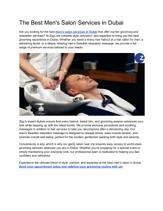 The Best Men's Salon Services in Dubai