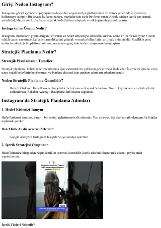 Stratejik Planlama ile Instagram'da Başarıyı Yakala!