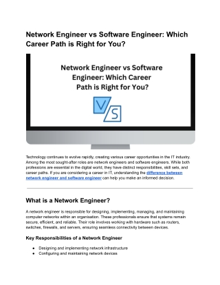 Network Engineer vs Software Engineer Which Career Path is Right for You