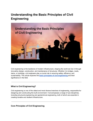 Understanding the Basic Principles of Civil Engineering