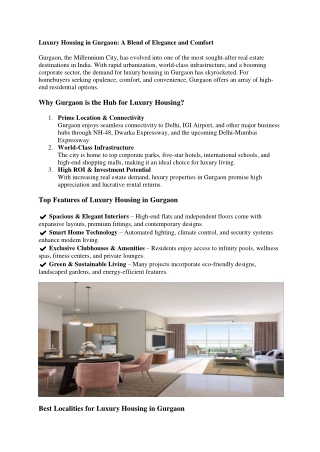 Luxury Housing in Gurgaon