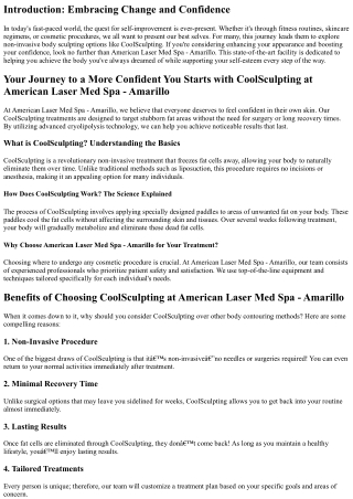 Your Journey to a More Confident You Starts with CoolSculpting at American Laser