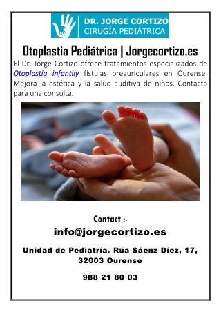 Otoplastia Pediátrica | Jorgecortizo.es