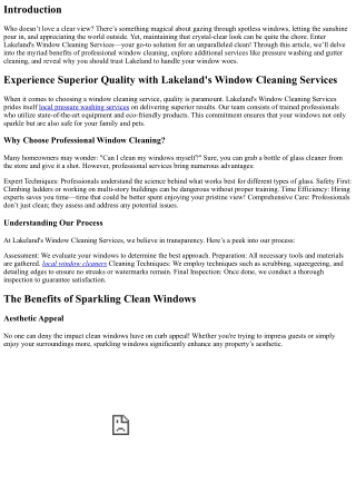 Experience Superior Quality with Lakeland's Window Cleaning Services