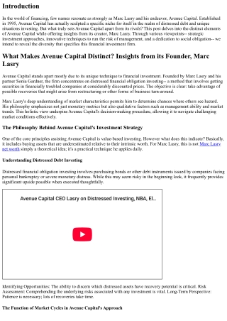 What Makes Avenue Capital Special? Insights from its Founder, Marc Lasry