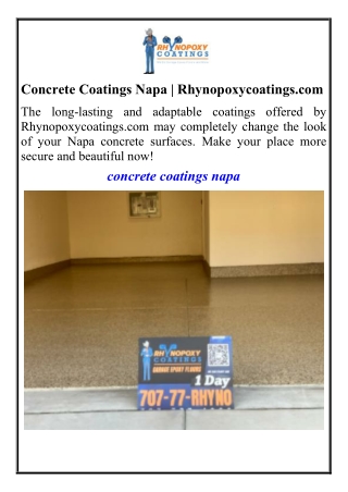 Concrete Coatings Napa  Rhynopoxycoatings.com
