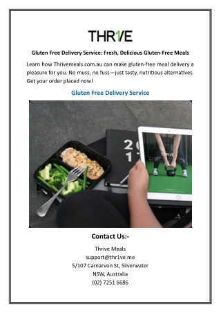 Gluten Free Delivery Service: Fresh, Delicious Gluten-Free Meals