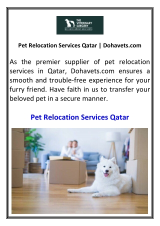 Pet Relocation Services Qatar Dohavets.com