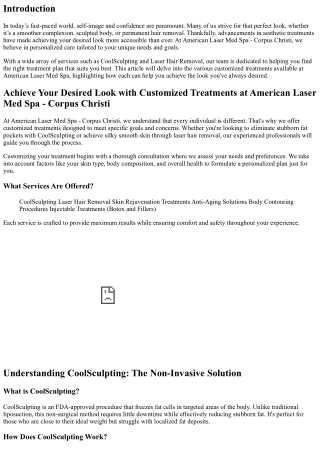 Achieve Your Desired Look with Customized Treatments at American Laser Med Spa -