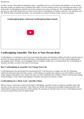 Boost Your Self-Image with CoolSculpting: A Guide from Amarillo Specialists