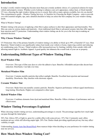 Window Tinting Services: A Checklist for Choosing the Right Company