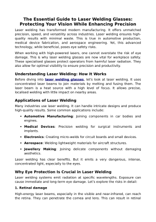 The Essential Guide to Laser Welding Glasses: Protecting Your Vision While Enhancing Precision
