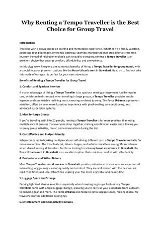 Why Renting a Tempo Traveller is the Best Choice for Group Travel