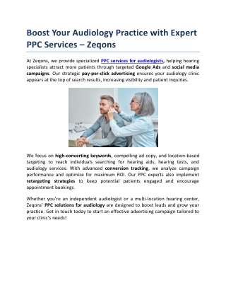 Boost Your Audiology Practice with Expert PPC Services