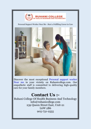 Personal Support Worker Near Me - Start a Fulfilling Career in Care