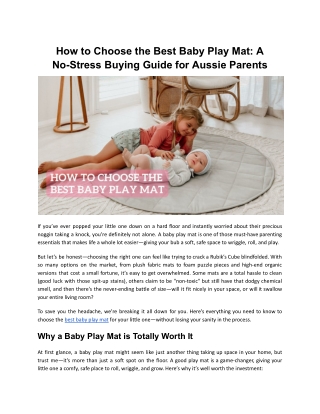 How to Choose the Best Baby Play Mat