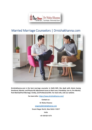 Married Marriage Counselors | Drnishakhanna.com