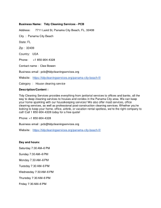 Tidy Cleaning Services - PCB