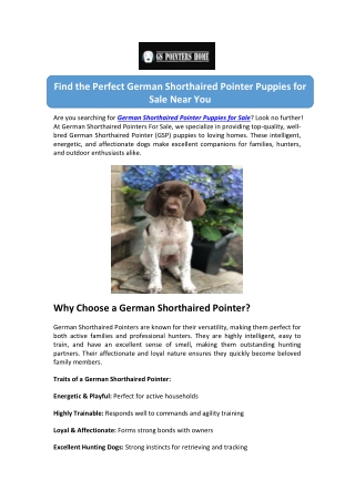 German Shorthaired Pointer Puppies for Sale Near You