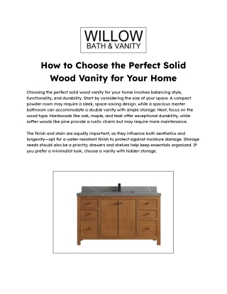 How to Choose the Perfect Solid Wood Vanity for Your Home