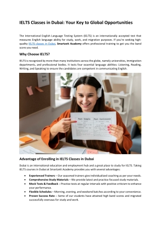 IELTS Classes in Dubai: Your Key to Global Opportunities