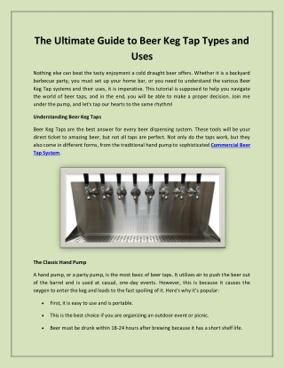 The Ultimate Guide to Beer Keg Tap Types and Uses